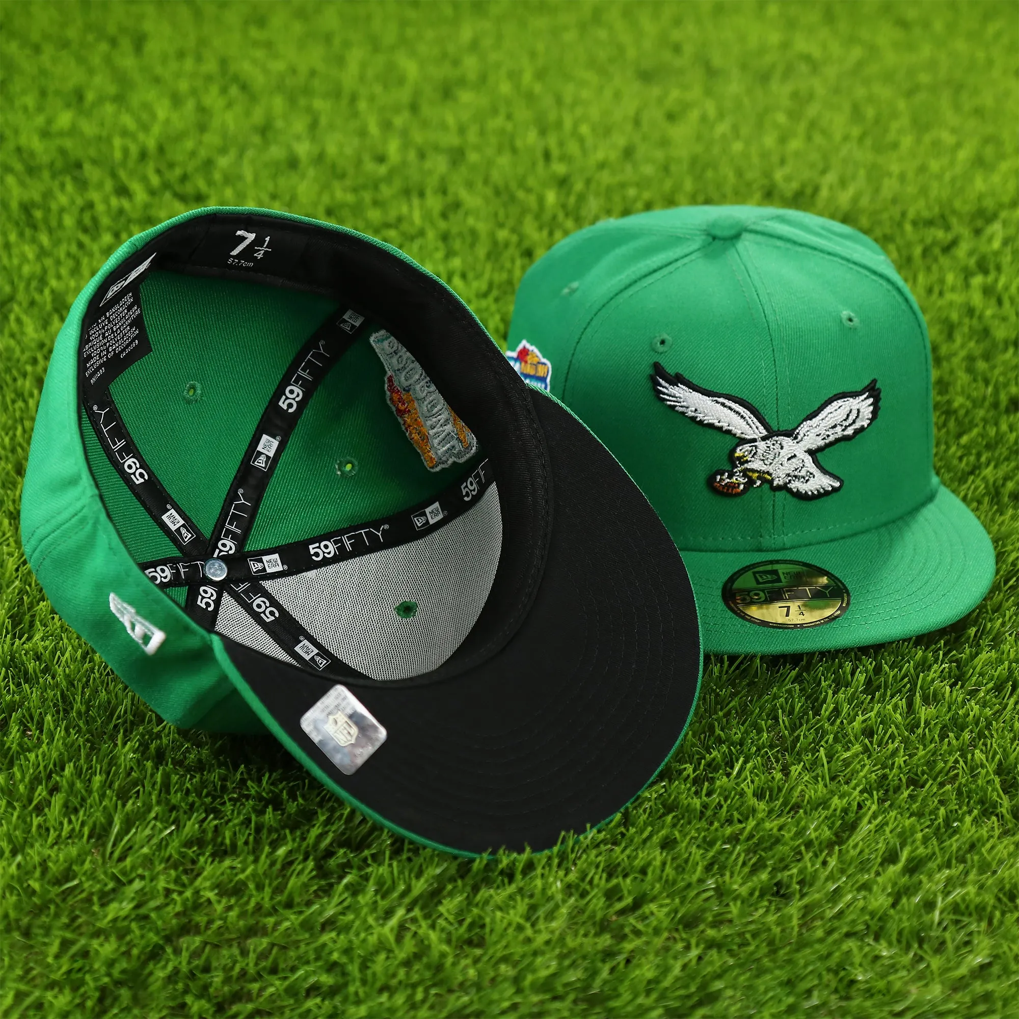 1999 Hawaii Pro Bowl Throwback Philadelphia Eagles 59Fifty Side Patch Fitted | Black Bottom, Kelly Green