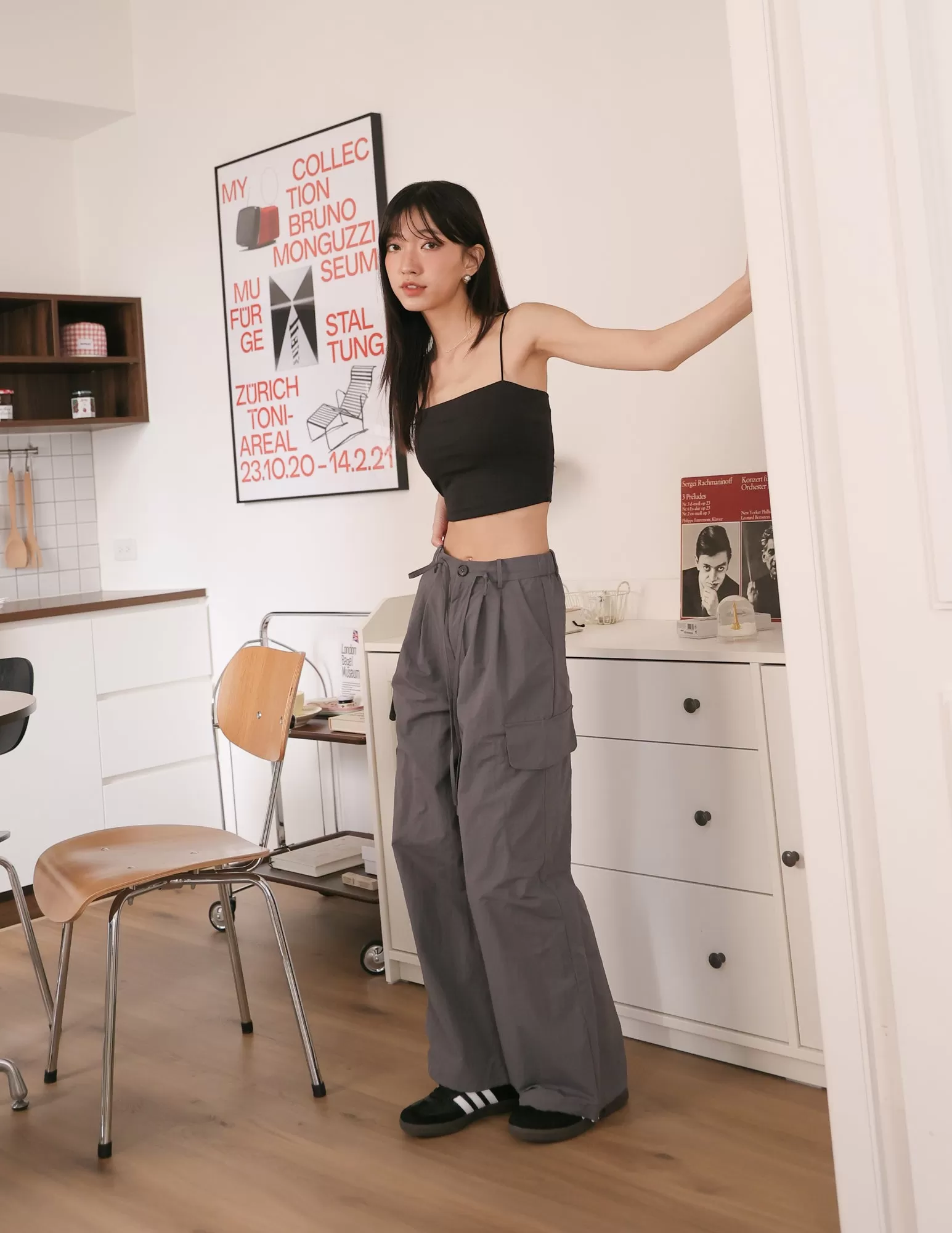 Alexa Cargo Pants in Dark Grey