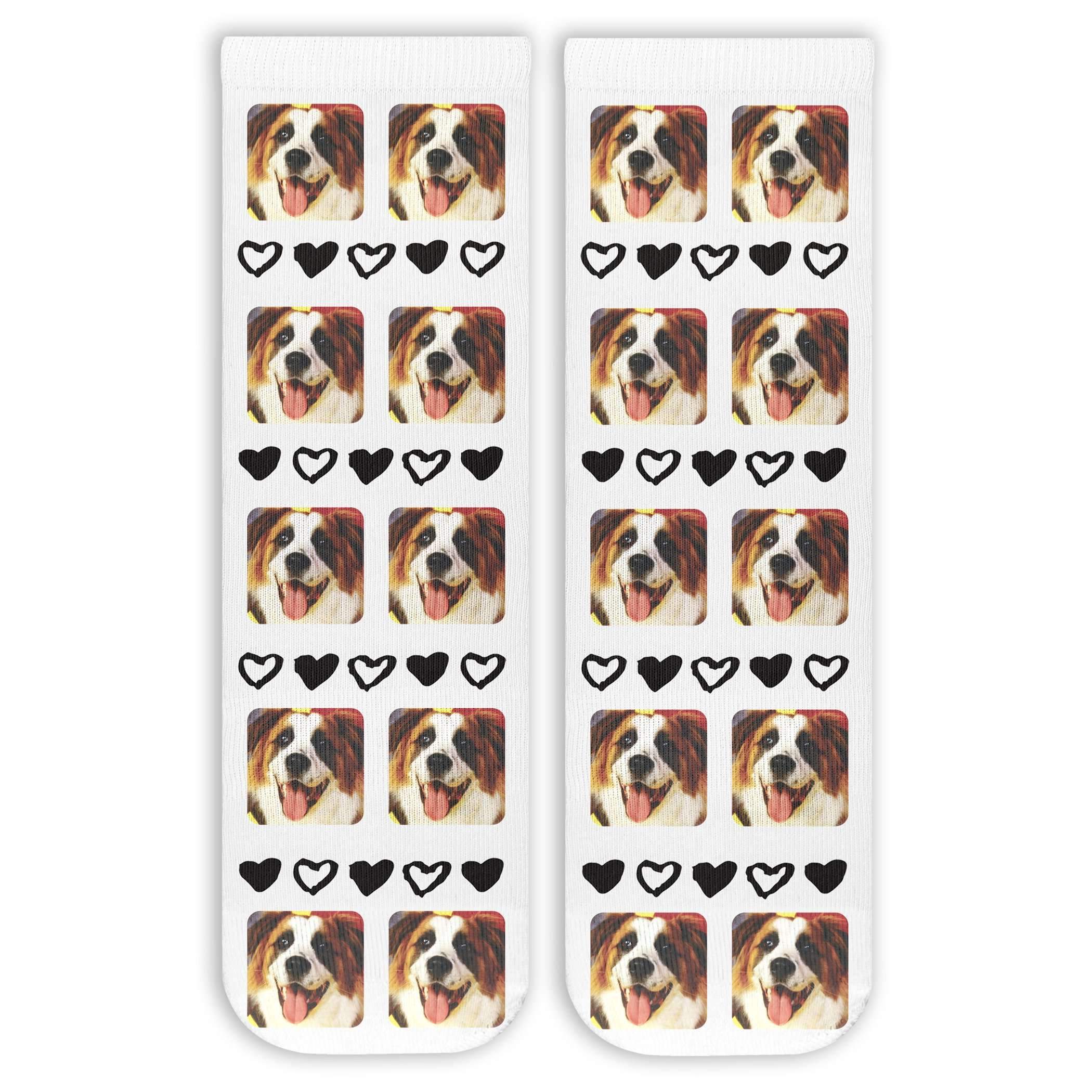 All Over Hearts and Faces Design on Unisex Short Crew Socks