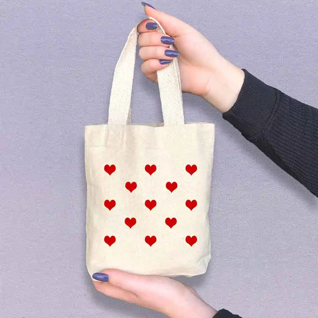 All Over Hearts Mini Tote Bags - Sold as set of 2