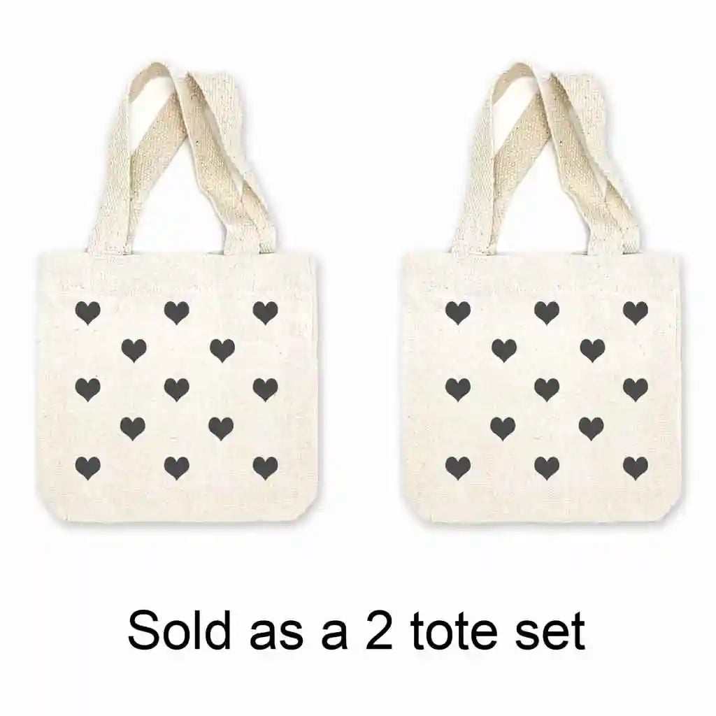 All Over Hearts Mini Tote Bags - Sold as set of 2