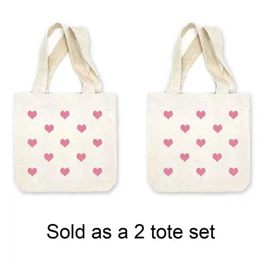 All Over Hearts Mini Tote Bags - Sold as set of 2