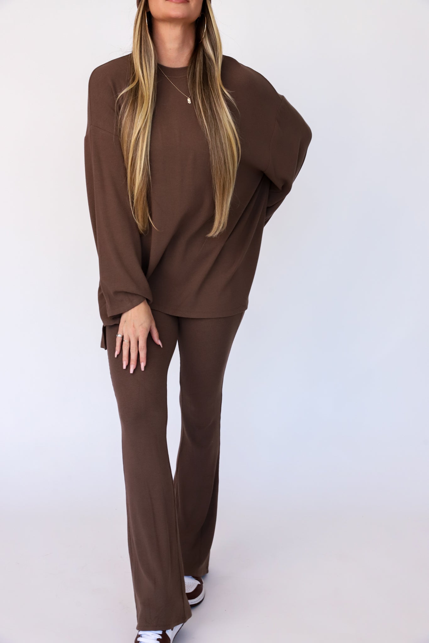 All Weekend Long Pant Set Long Sleeve Espresso