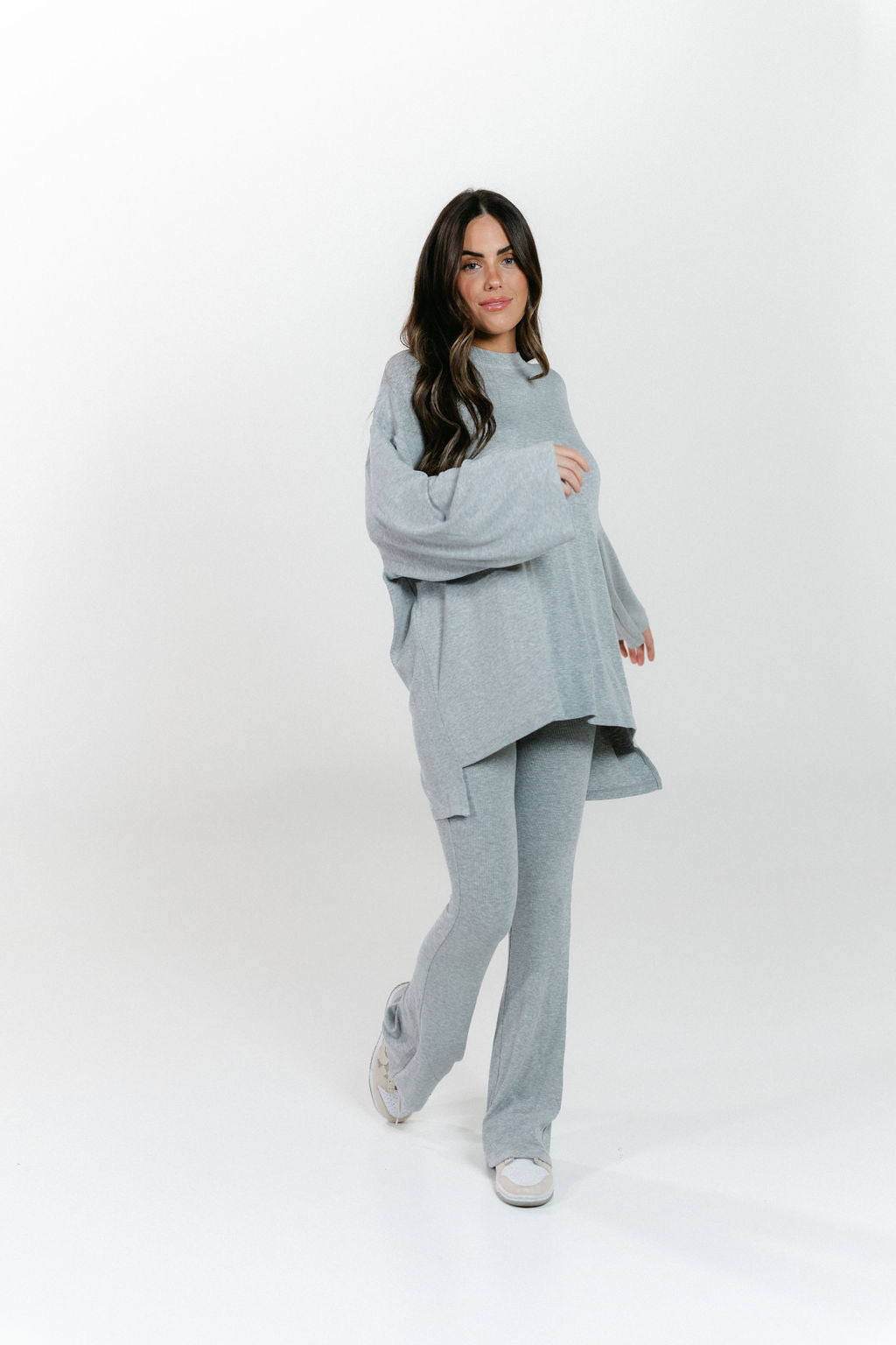 All Weekend Long Pant Set Long Sleeve Grey