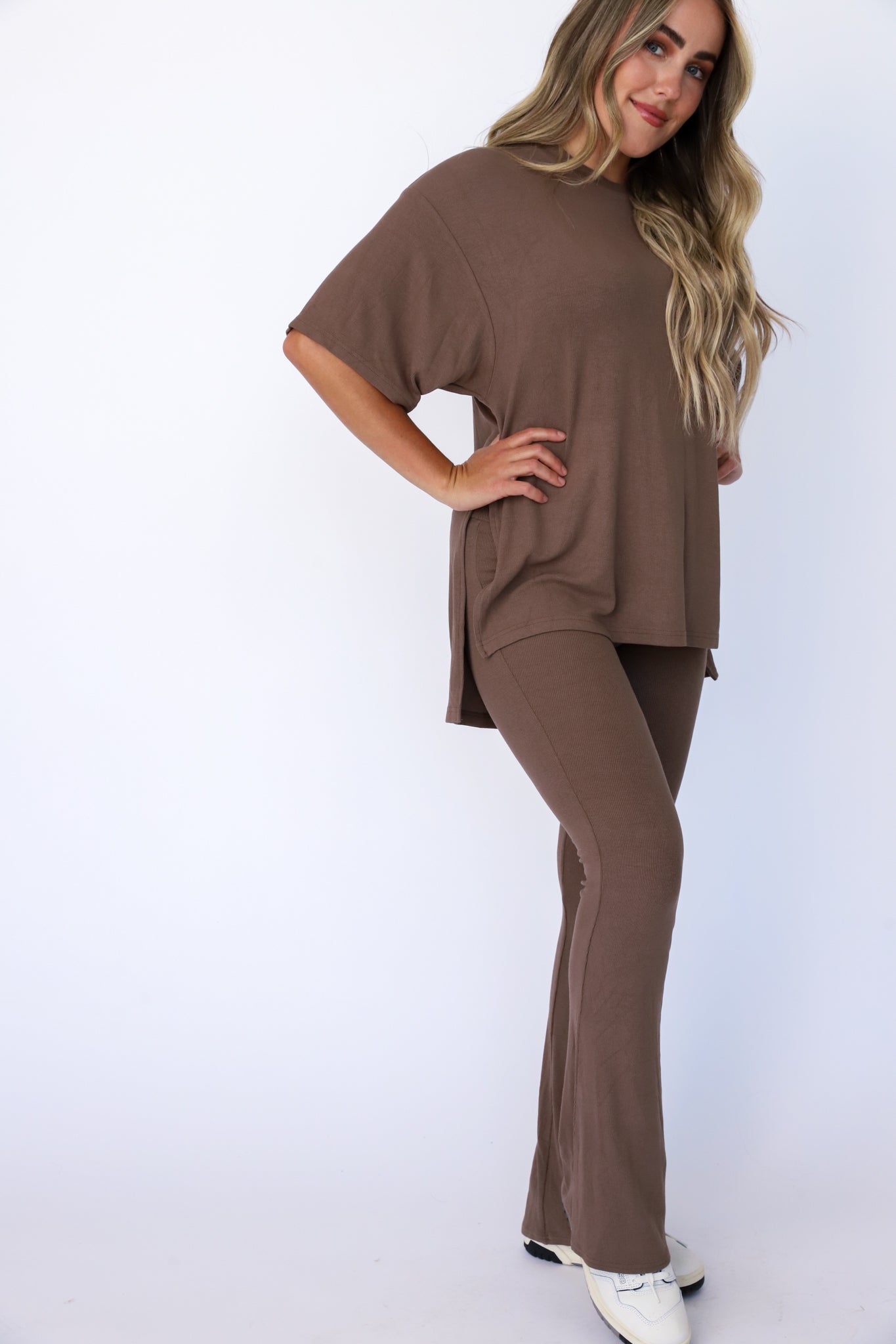 All Weekend Long Pant Set Taupe Brown