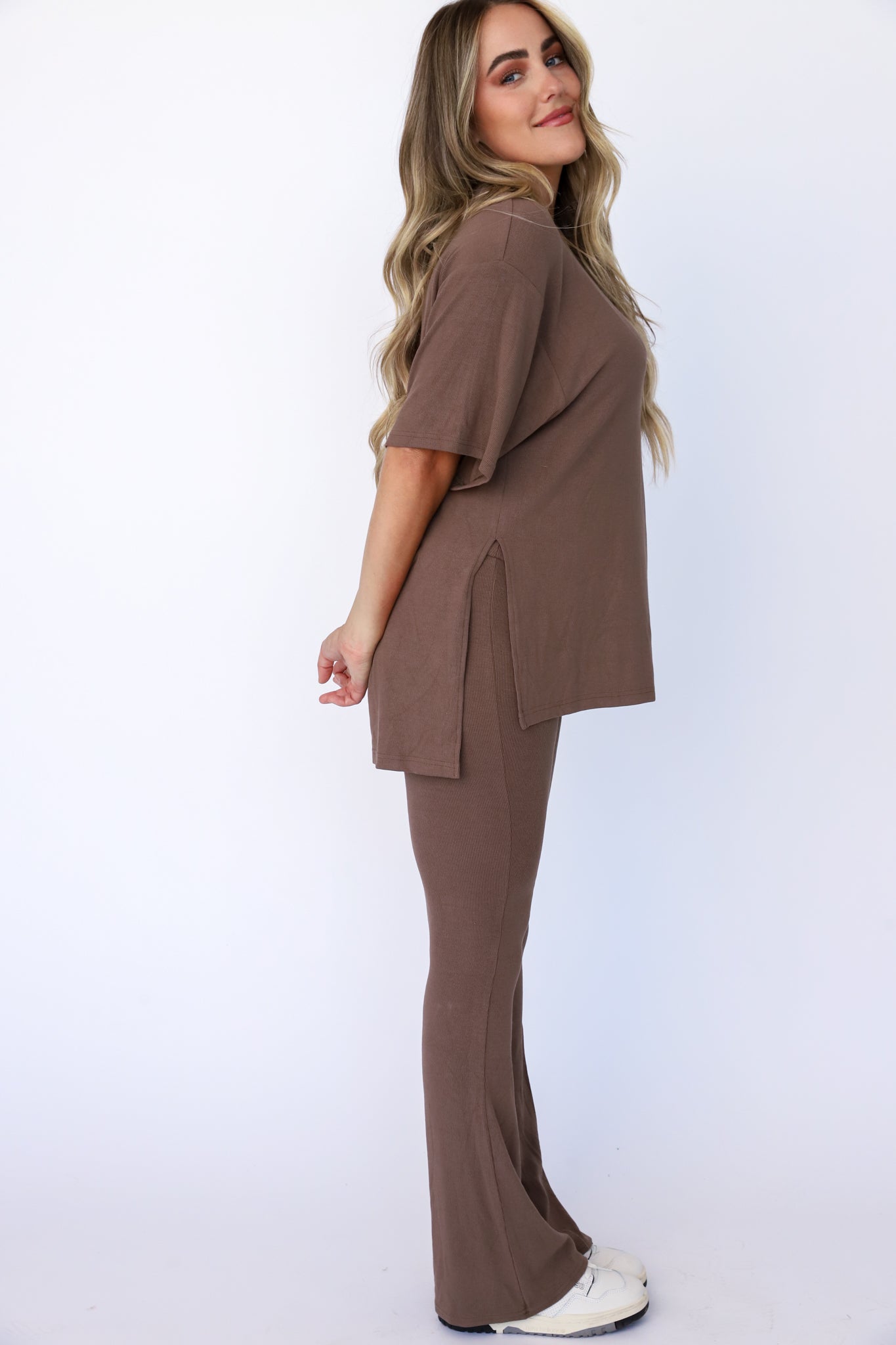 All Weekend Long Pant Set Taupe Brown