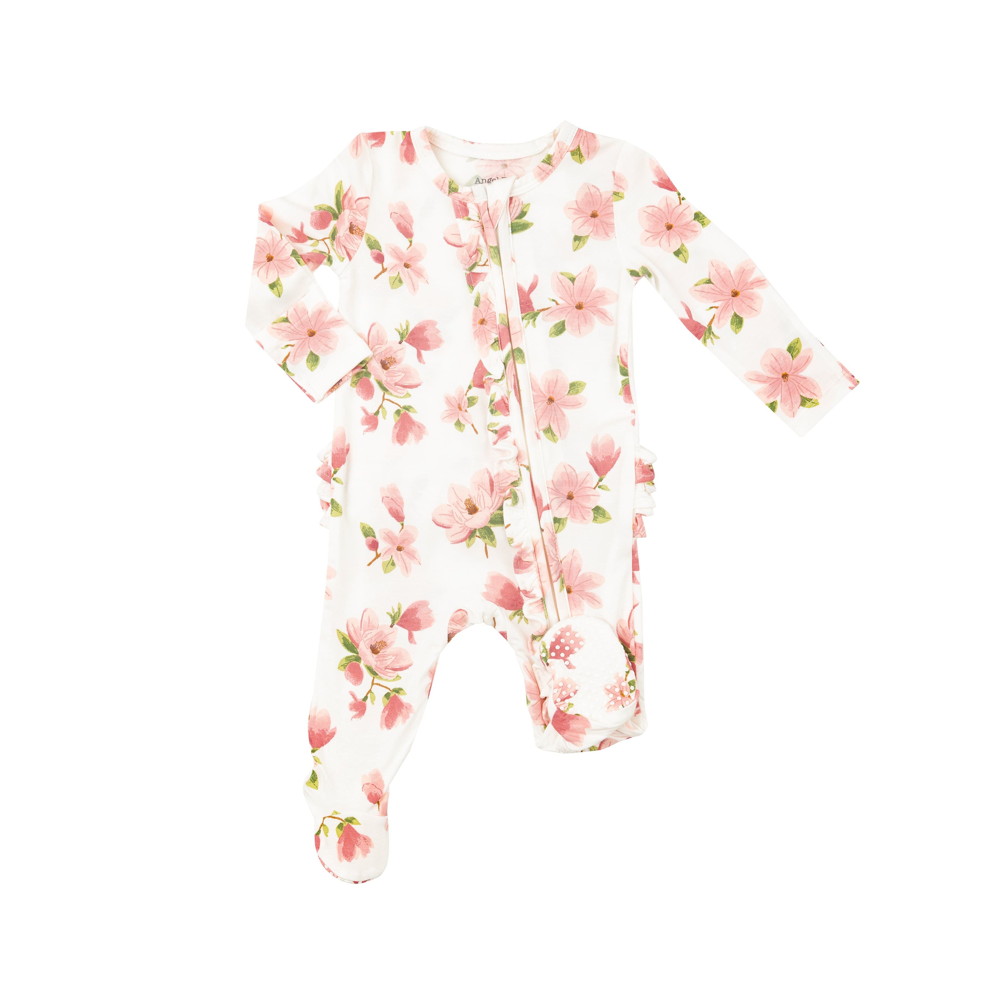 Angel Dear - Sweet Magnolias Ruffle Zipper Footie