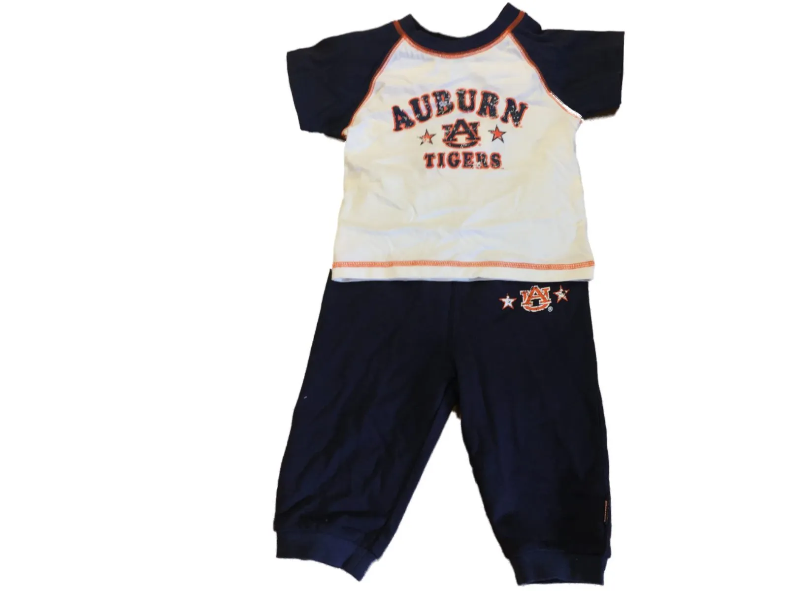 Auburn Tigers Colosseum INFANT White & Navy SS T-Shirt & Pants Set (6-12M)