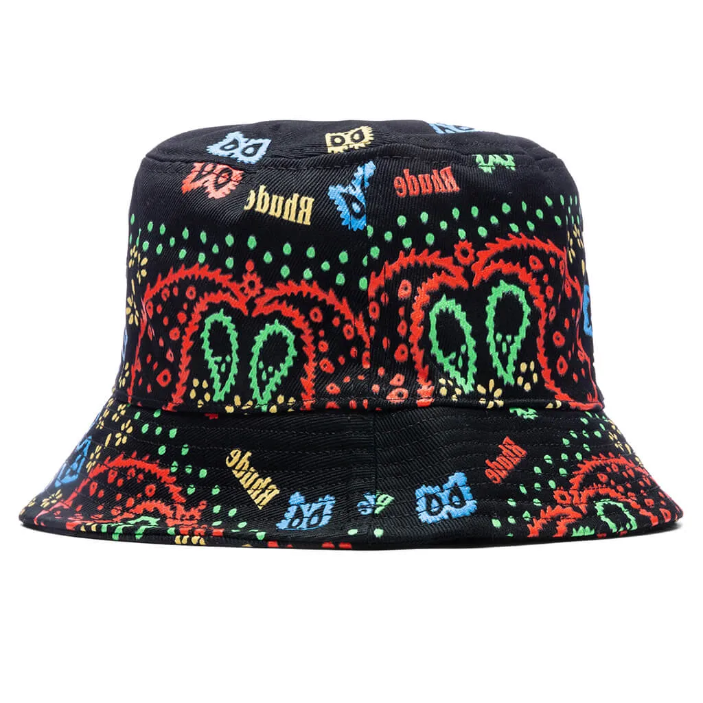 Bandana Bucket Hat - Black/Blue