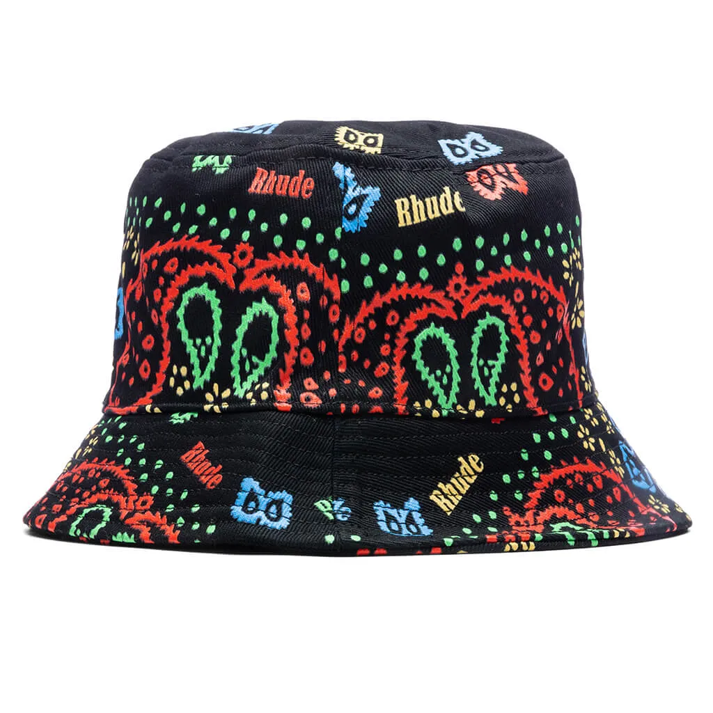 Bandana Bucket Hat - Black/Blue