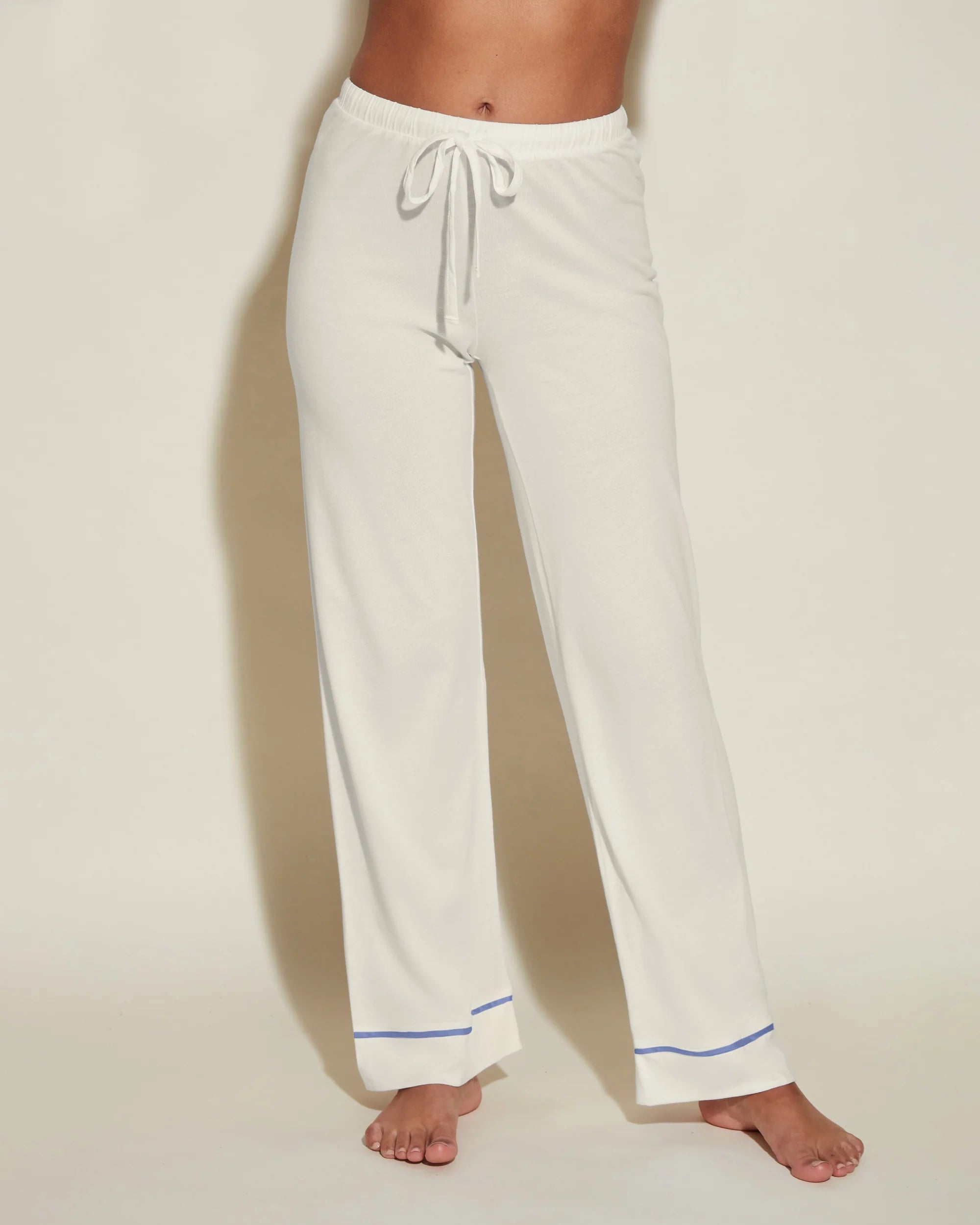 Bella Petite Long Sleeve Top & Pant Pajama Set | Moon Ivory/Portofino Blue