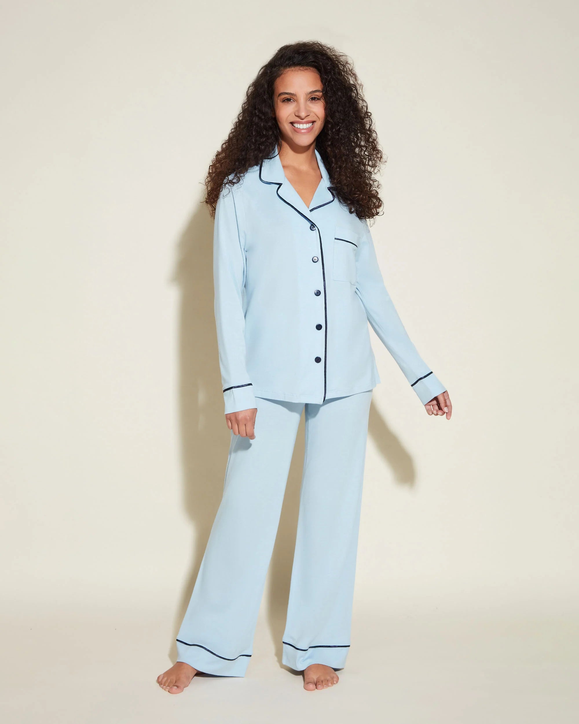 Bella Petite Long Sleeve Top & Pant Pajama Set |Aasmani Blue