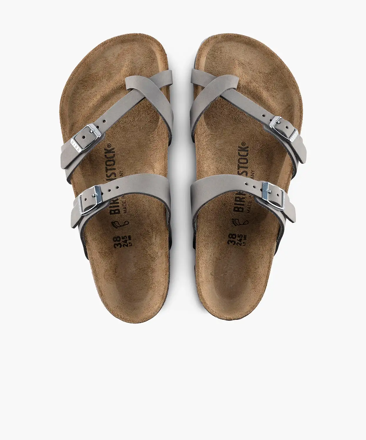 Birkenstock Mayari Nubuck Leather Dove Grey Soft Footbed Sandals