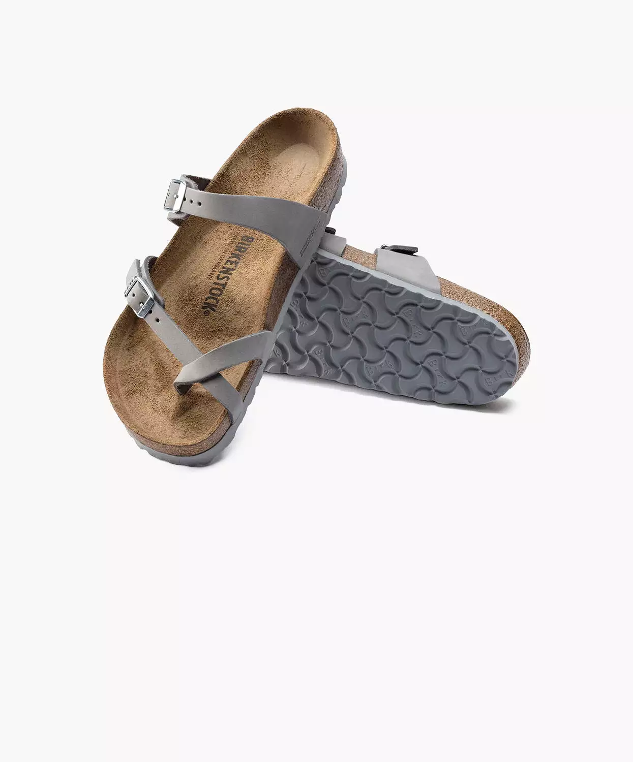 Birkenstock Mayari Nubuck Leather Dove Grey Soft Footbed Sandals