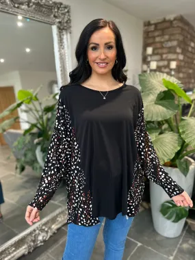 Black Speckled Animal Side Pattern Top Mollie