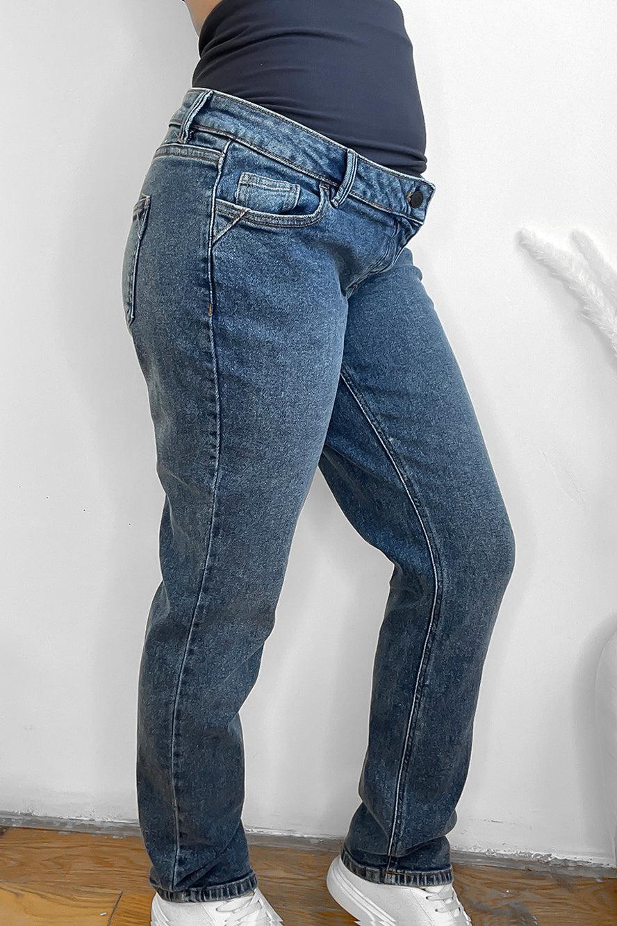 Blue Boiled Denim Effect Bump Cover Maternity Jeans