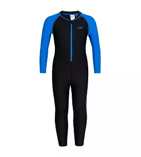 Boy's Endurance All in one suit   - Black  &  Bondi Blue