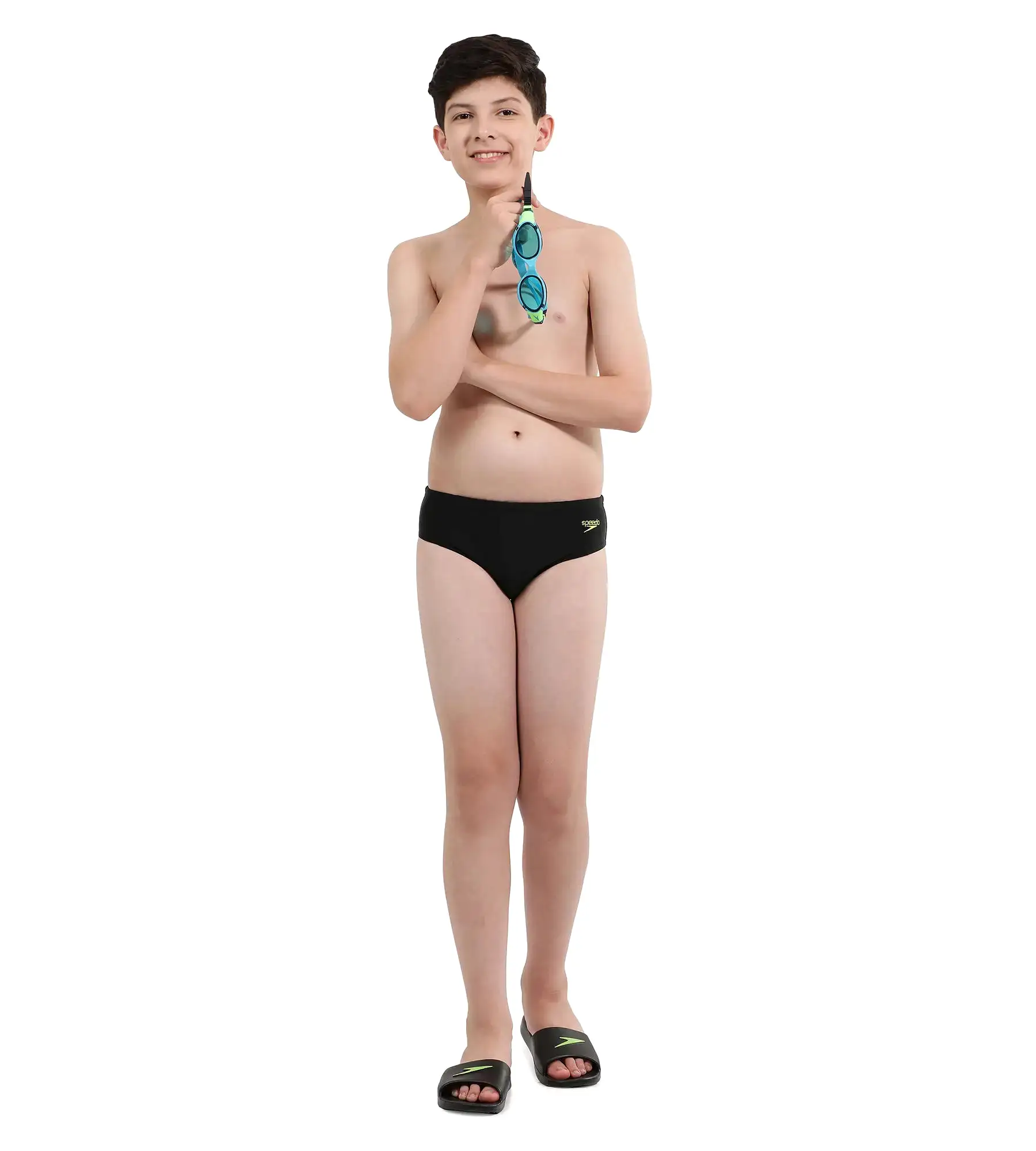 Boy's Endurance Lycra Brief - Black  &  Lemon Drizzle