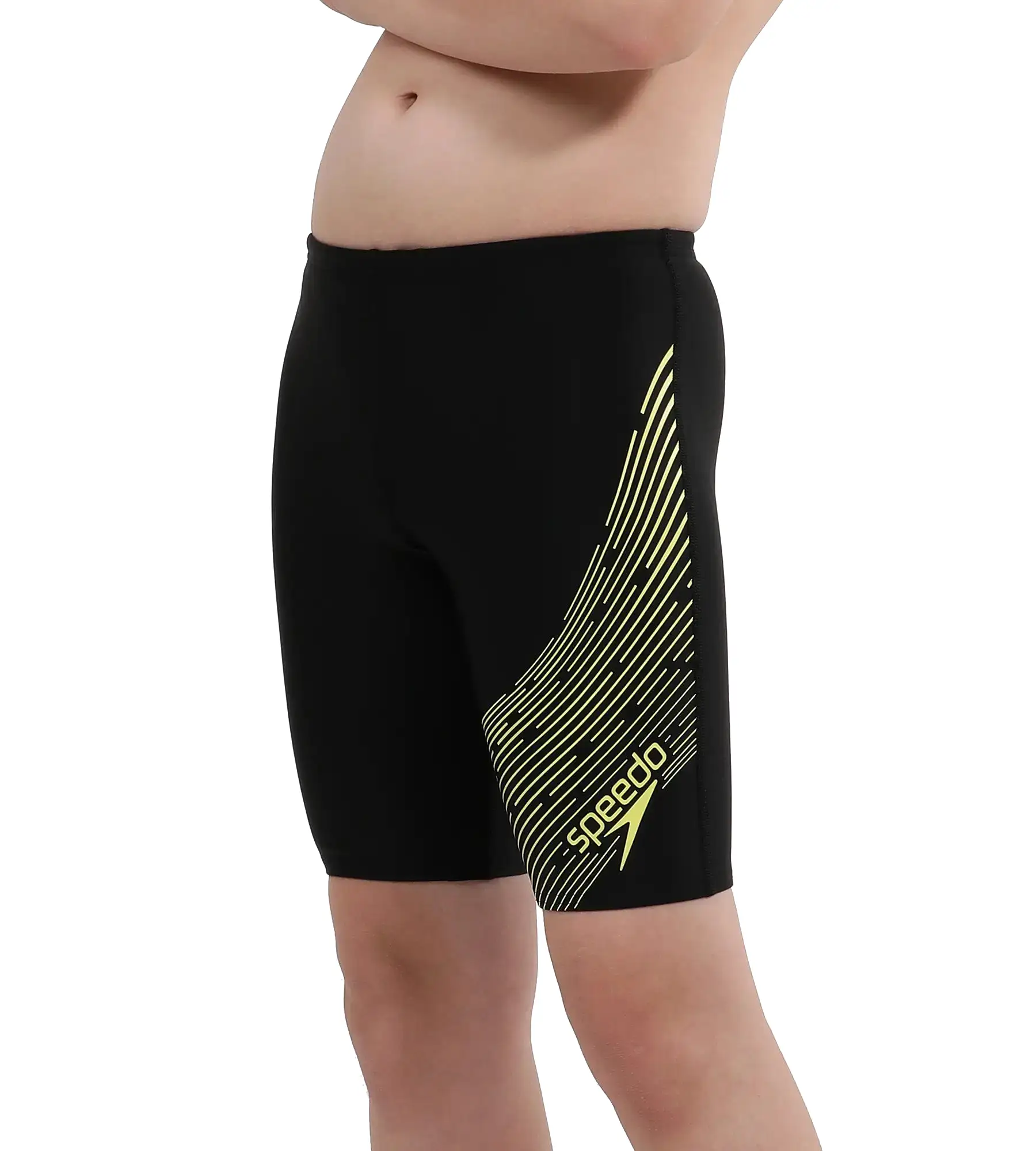 Boy's Endurance Medley Logo Jammer - Black  &  Lemon Drizzle