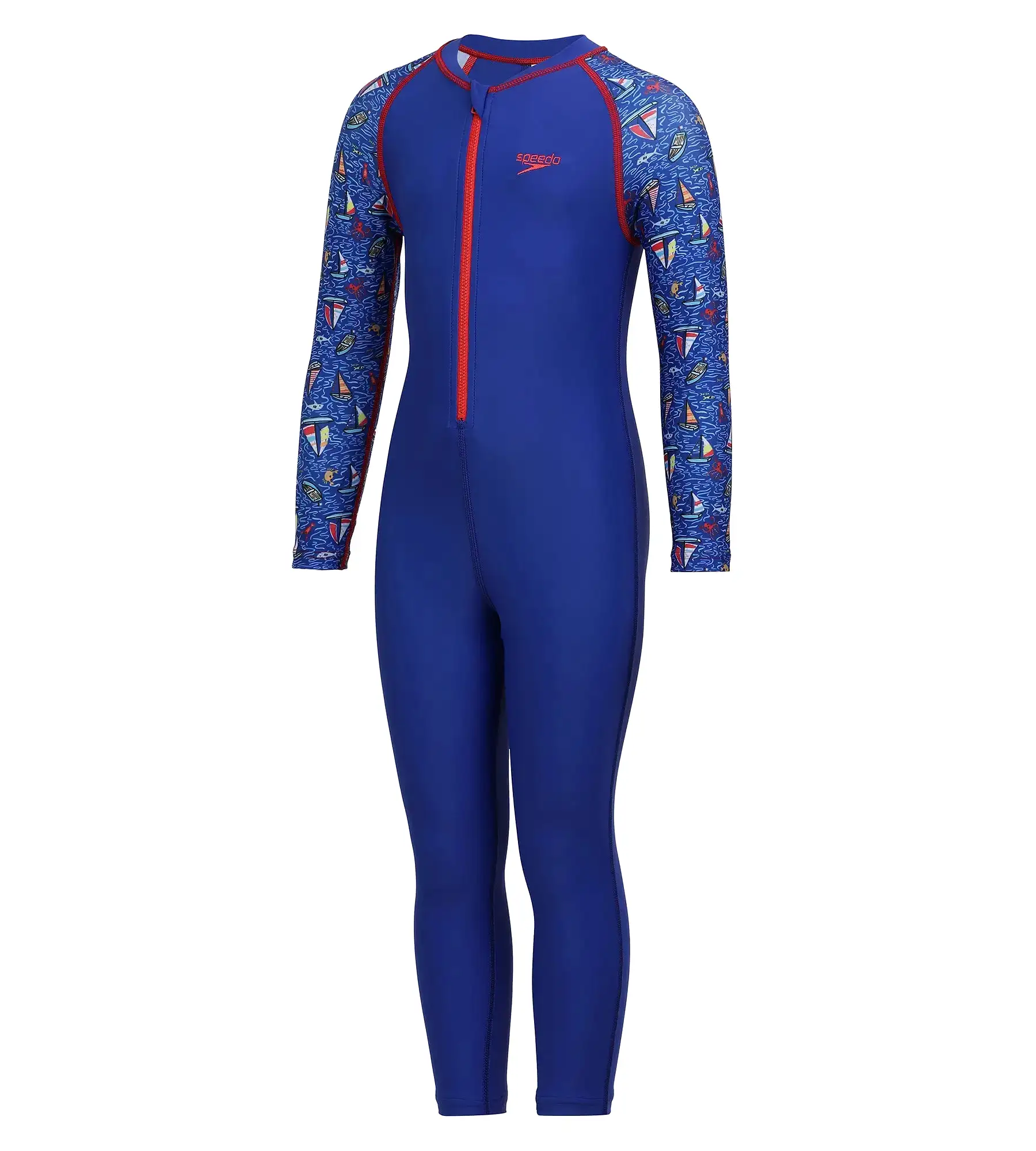 Boy's Endurance Printed All In One Suit Endurance  - True Cobalt & Picton Blue