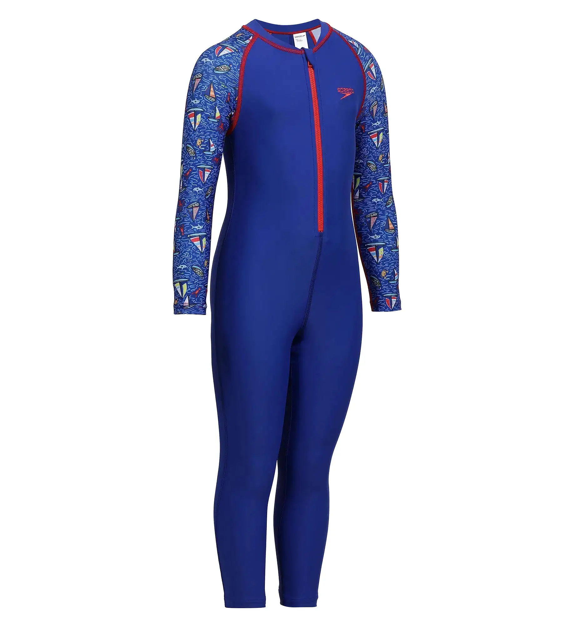 Boy's Endurance Printed All In One Suit Endurance  - True Cobalt & Picton Blue