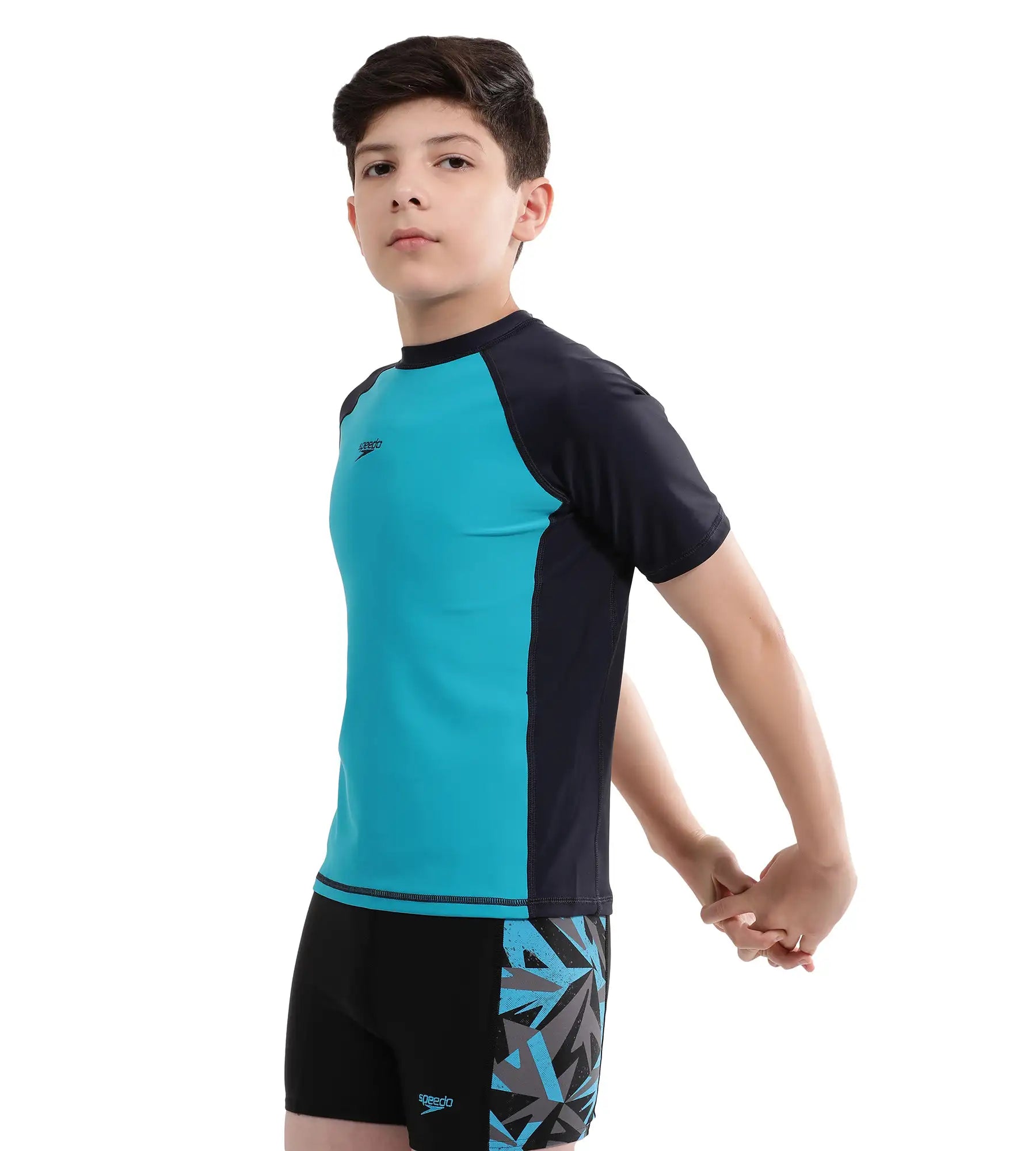 Boy's Endurance Short Sleeve Suntop - Aquarium  &  True Navy