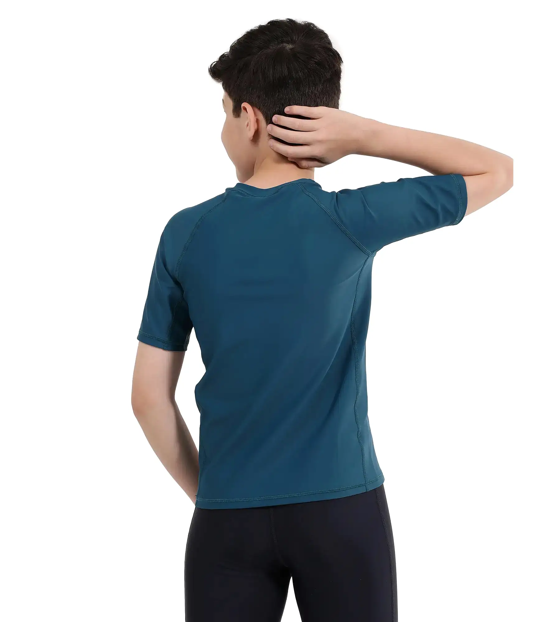 Boy's Endurance Short Sleeve Suntop - Fedred  &  Dark Teal