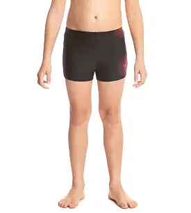 Boy's Endurance Tech Placement Aquashort - Black & Phoenix Red