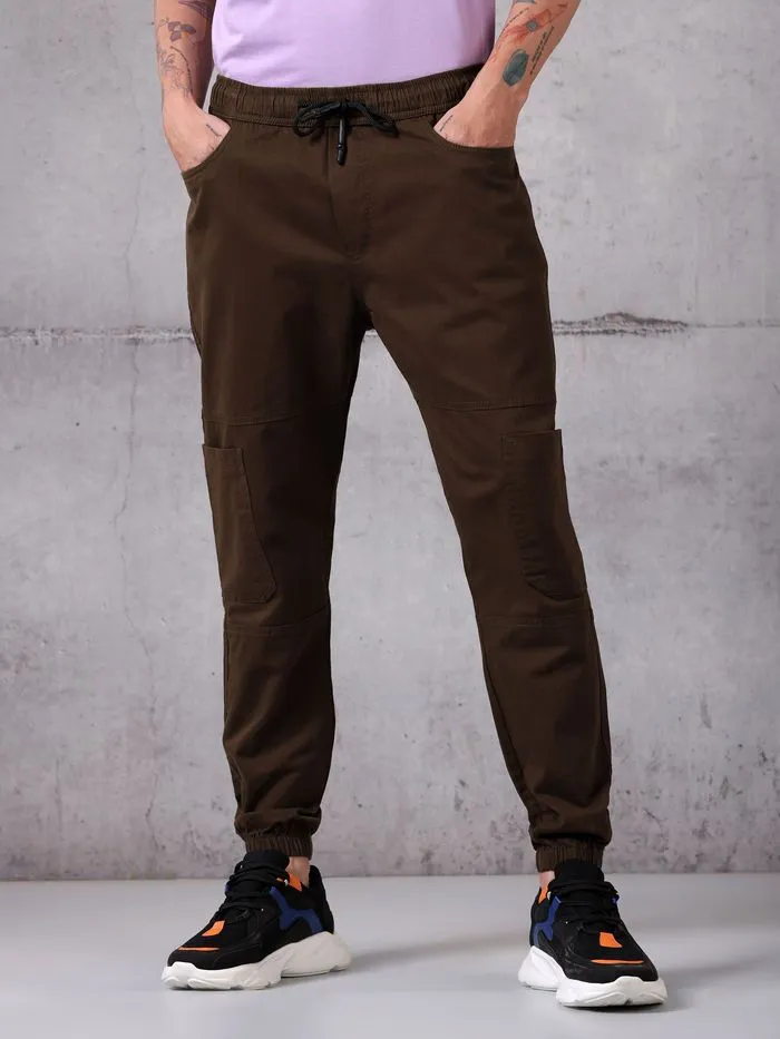 Buy Caramel Brown Cut & Sew Cargo Men Jogger Pants Online in India -Beyoung