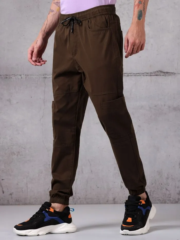 Buy Caramel Brown Cut & Sew Cargo Men Jogger Pants Online in India -Beyoung