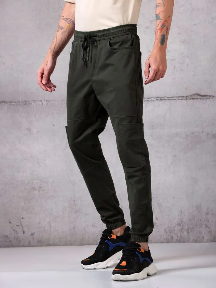 Buy Rifle Green Cut and Sew Cargo Men Jogger Pants Online in India -Beyoung