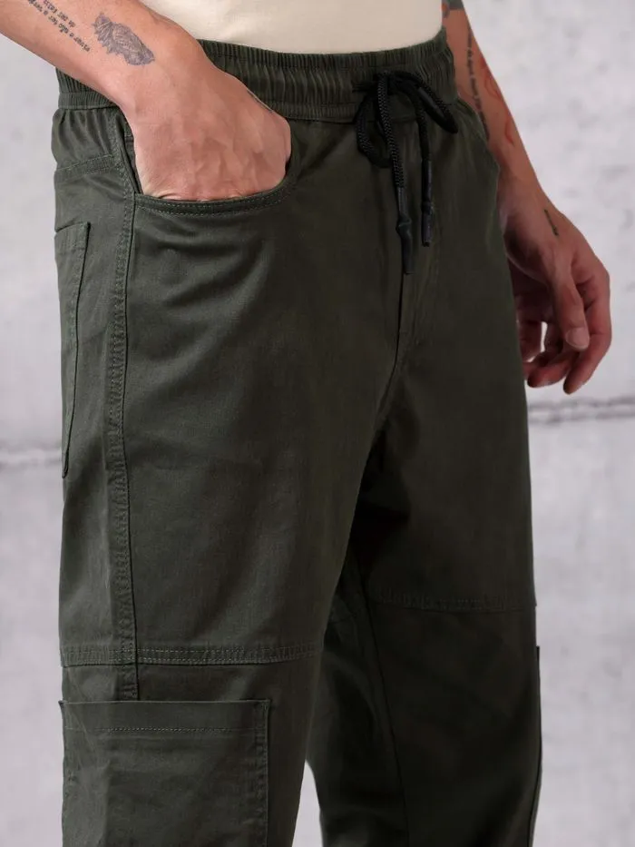 Buy Rifle Green Cut and Sew Cargo Men Jogger Pants Online in India -Beyoung