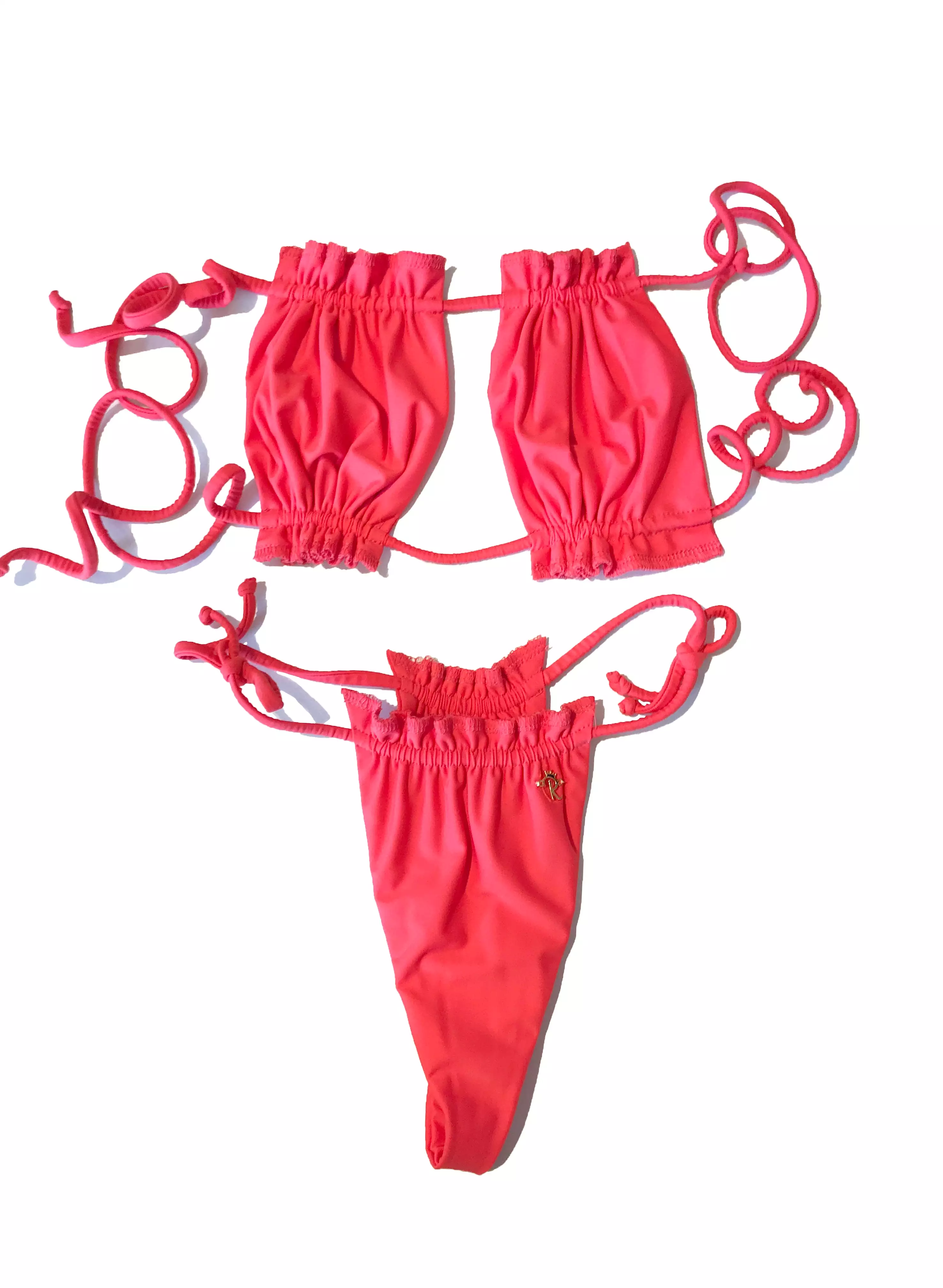 Candy Bandeau Top & Thong Bottom Coral