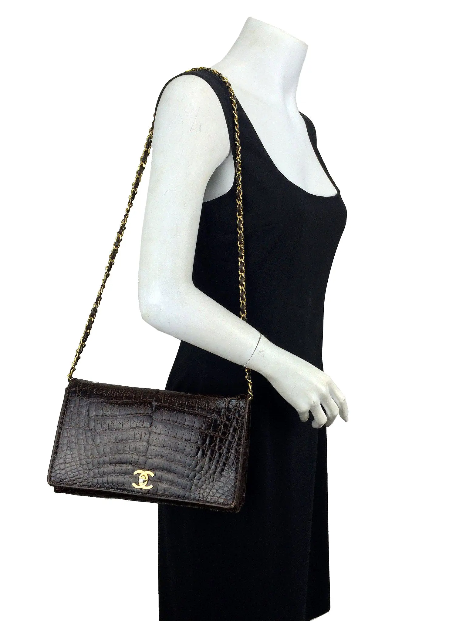 Chanel Vintage Crocodile Flap Shoulder Bag