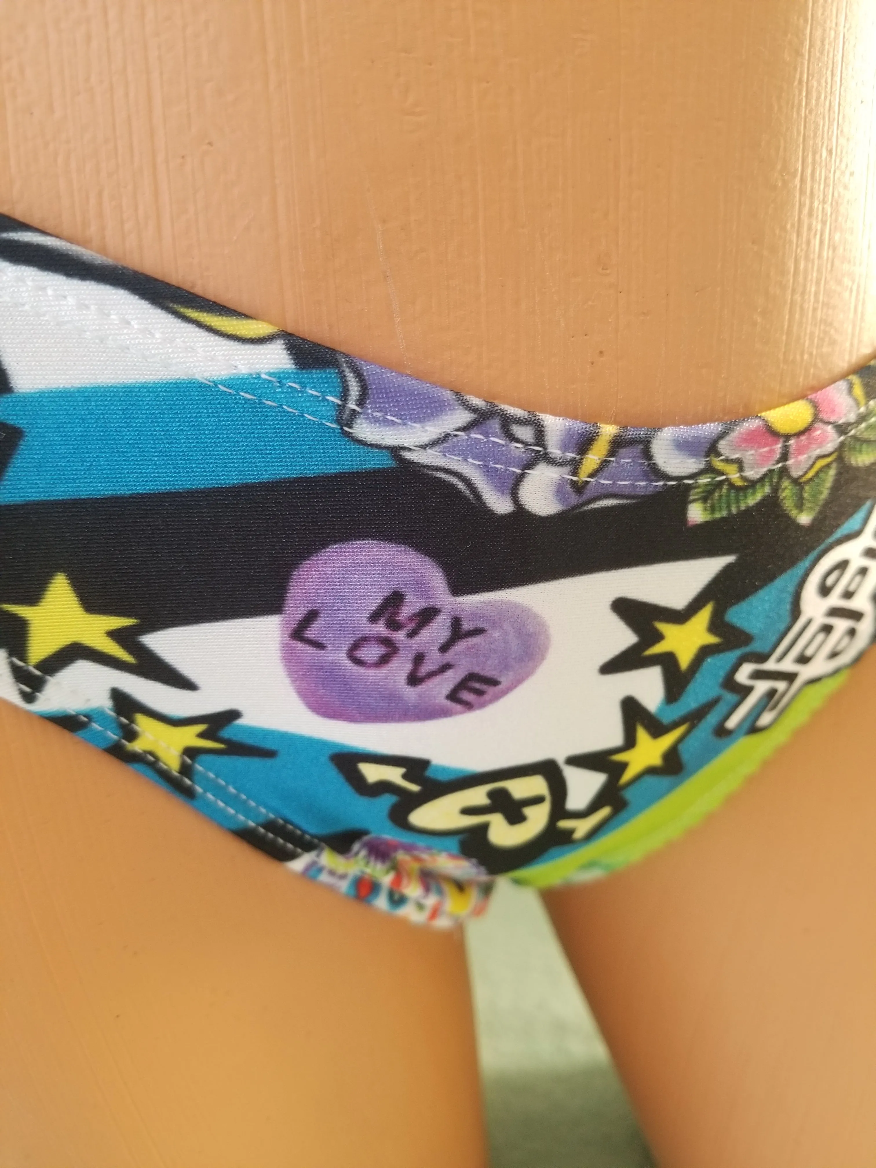 Comic Book Print Thong Bikini