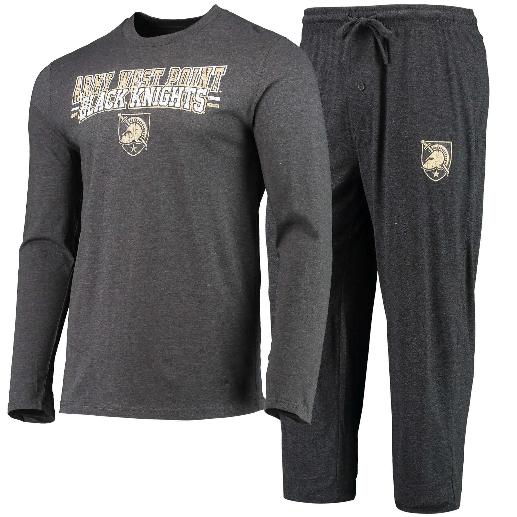 Concepts Sport Army Black Knights Black/Heathered Charcoal Meter Long Sleeve T-Shirt & Pants Sleep Set