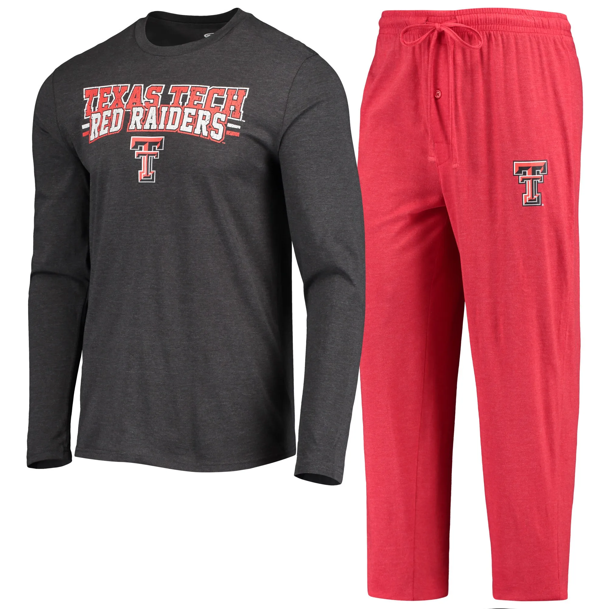 Concepts Sport Texas Tech Red Raiders Red/Heathered Charcoal Meter Long Sleeve T-Shirt & Pants Sleep Set