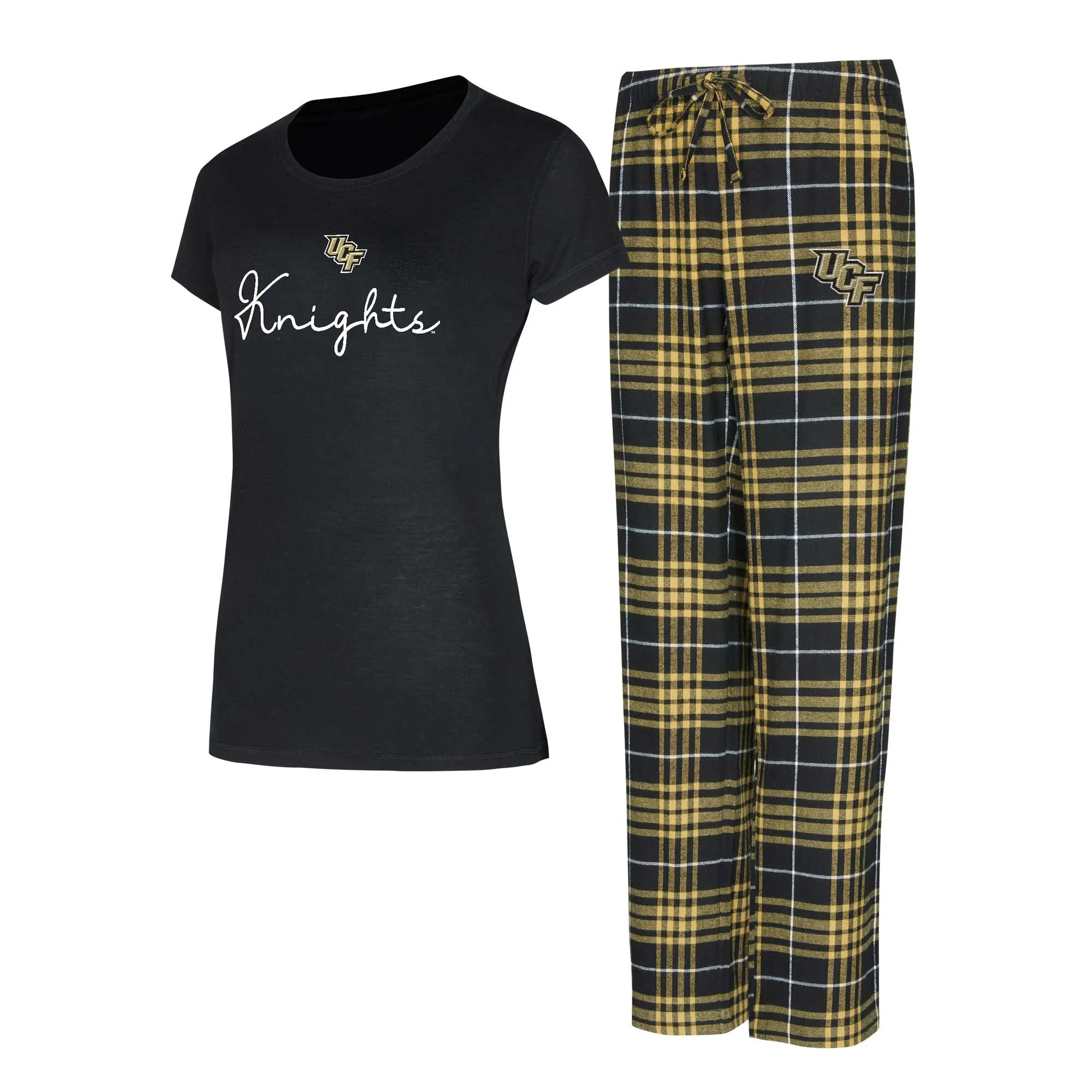 Concepts Sport  UCF Knights Women's Black Vector T-Shirt & Flannel Pants Sleep Set