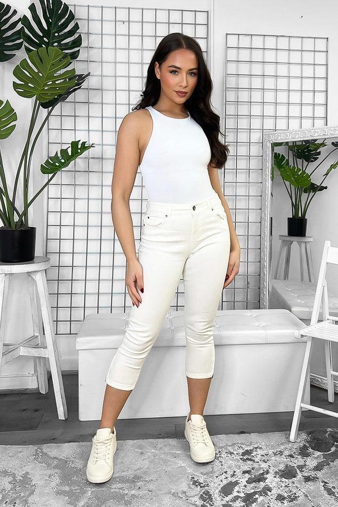 Cotton Denim Cropped Length Capri Jeans