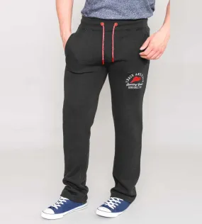 D555 Big Mens Black Embroidered Jogger With Open Hem (CHILWORTH 1)