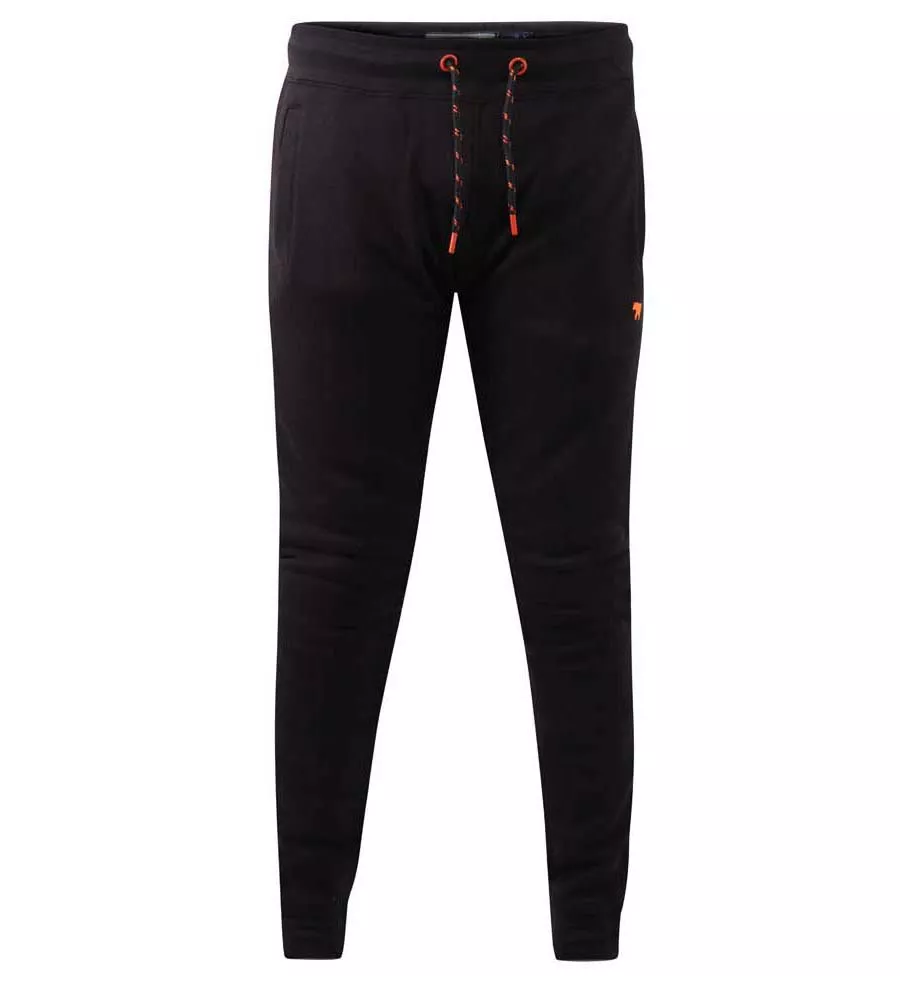 D555 Mens Black Cuffed Jogger With Side Pockets and Embroidery (BUCKINGHAM)