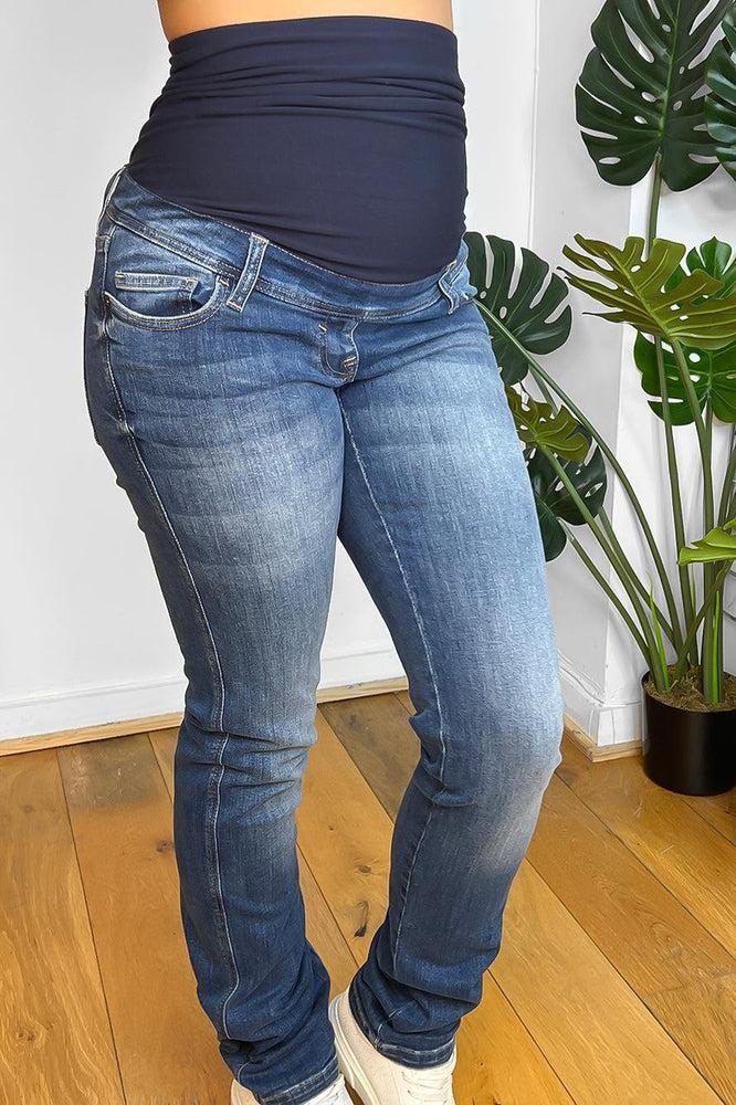 Denim Blue Cotton Maternity Jeans