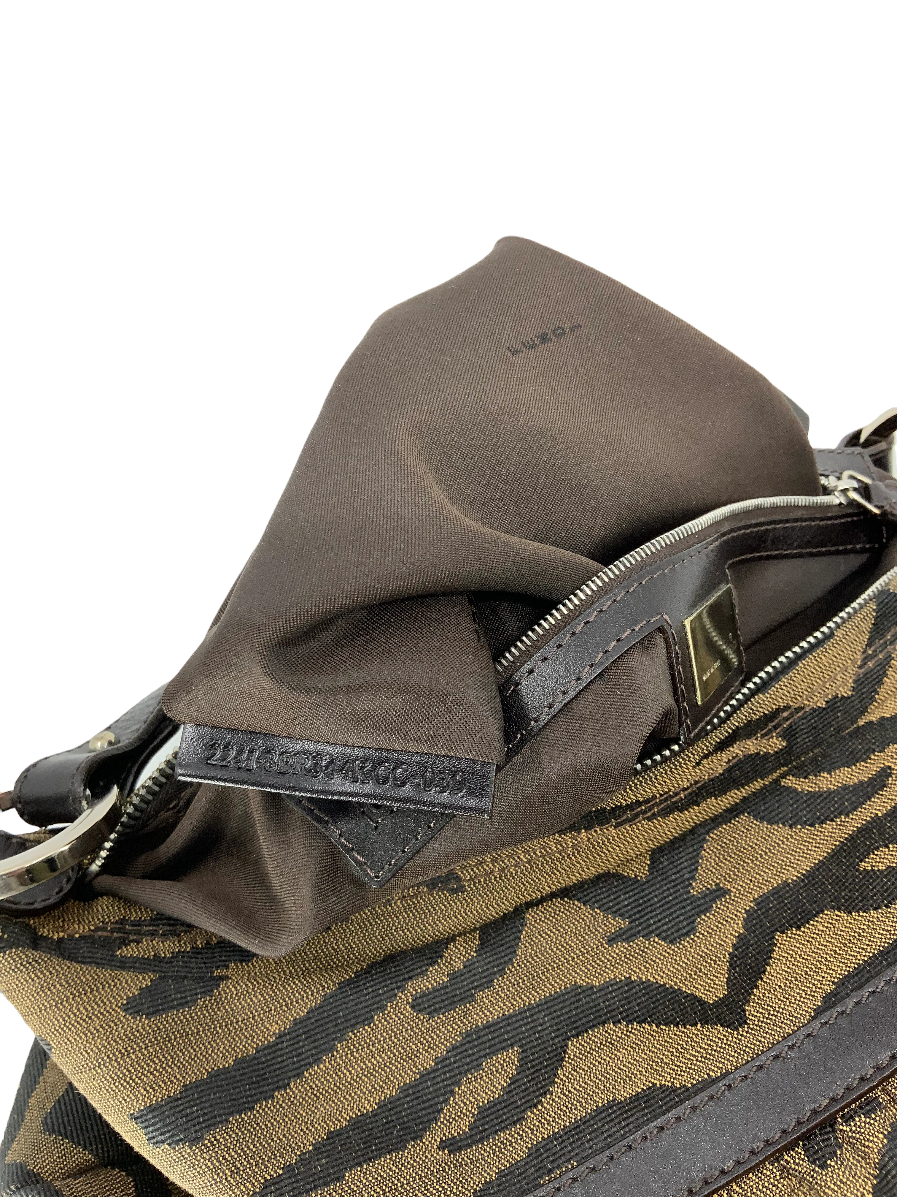 Fendi Vintage Tiger Printed Canvas Chef Shoulder Bag