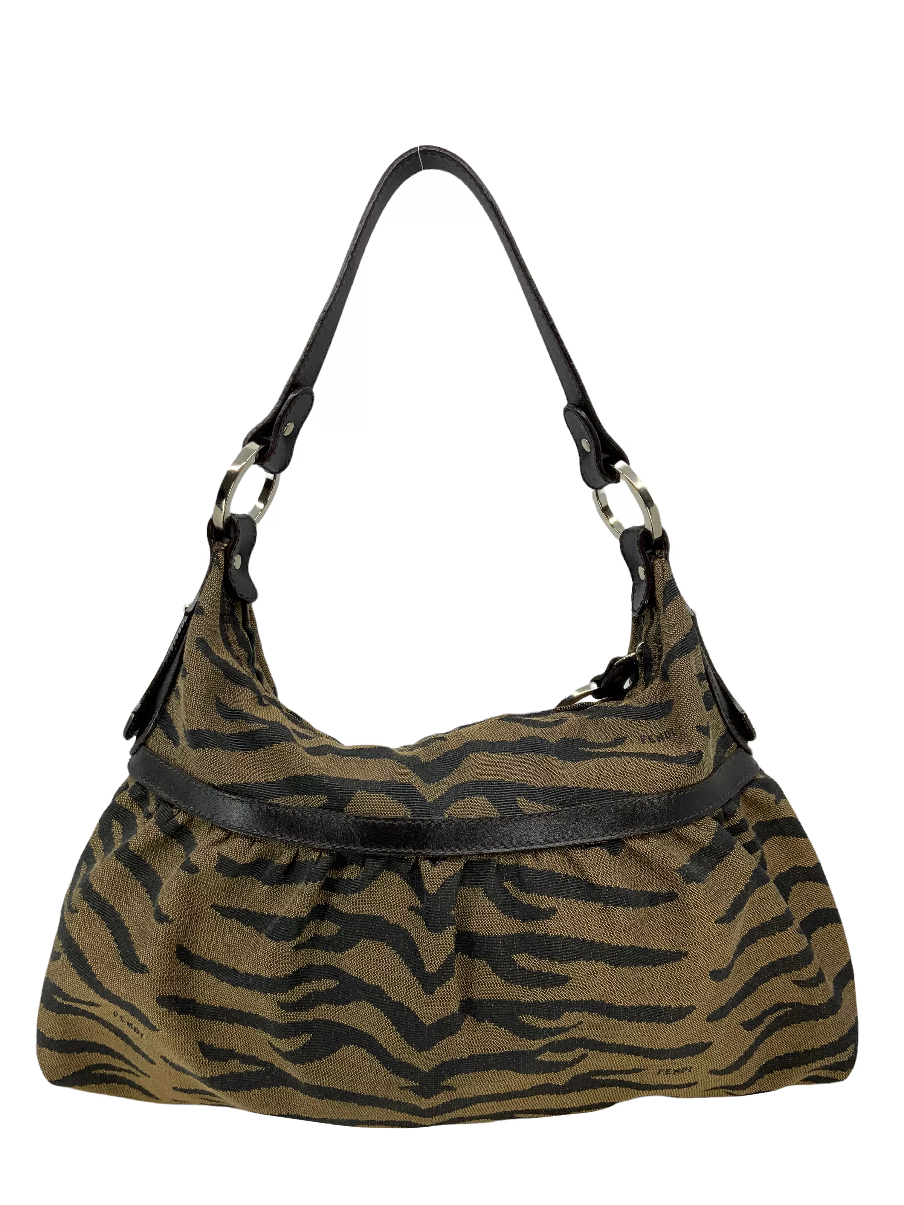 Fendi Vintage Tiger Printed Canvas Chef Shoulder Bag