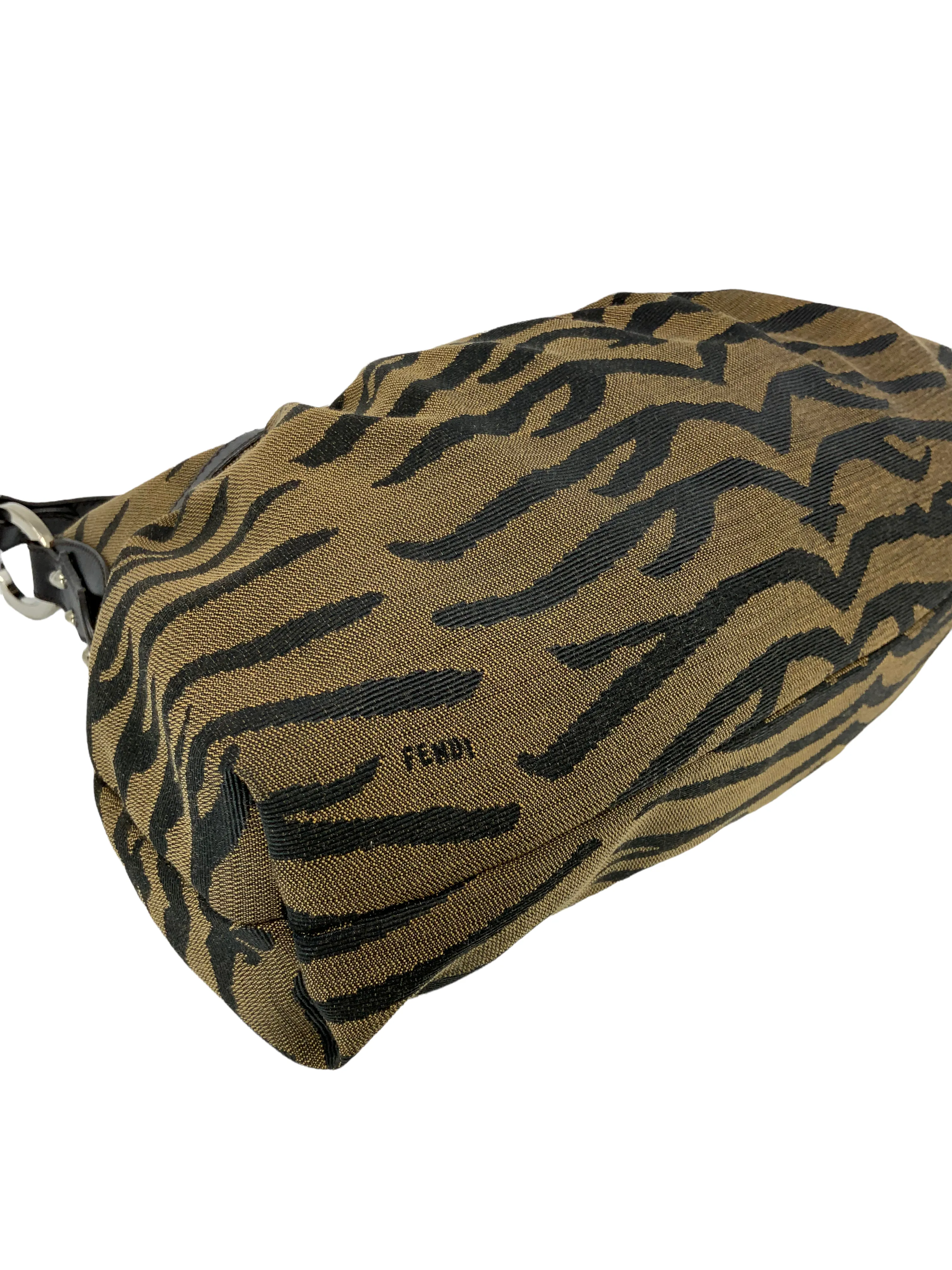 Fendi Vintage Tiger Printed Canvas Chef Shoulder Bag