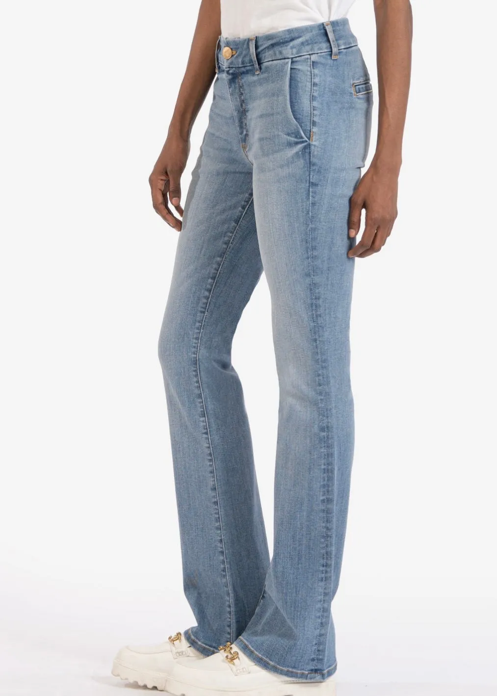 FINAL SALE - KUT Natalie Mid Rise Trouser Bootcut Jeans