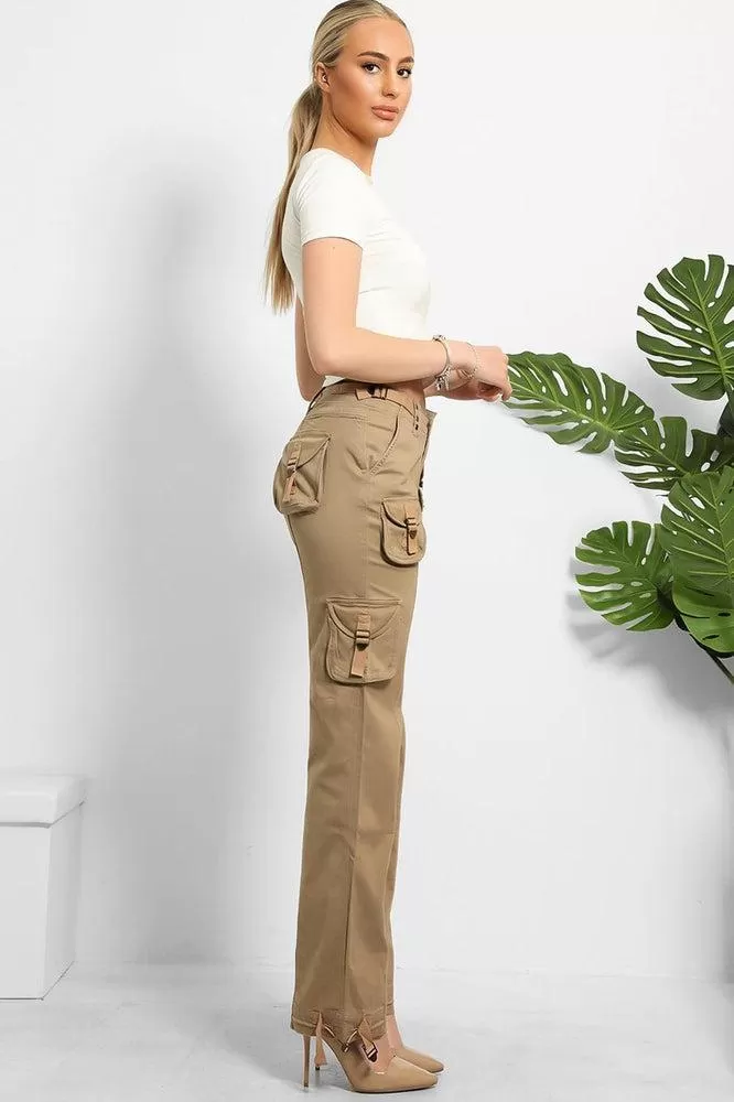 Floral Embroidery To Side Cargo Trousers