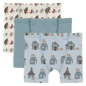 Kickee Pants Kids Print Boxer Brief Set of 3 (Toddler/Little Kid/Big Kid)