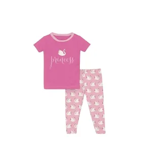 Kickee Pants Kids Short Sleeve Graphic Tee Pajama Set (Toddler/Little Kids/Big Kids)