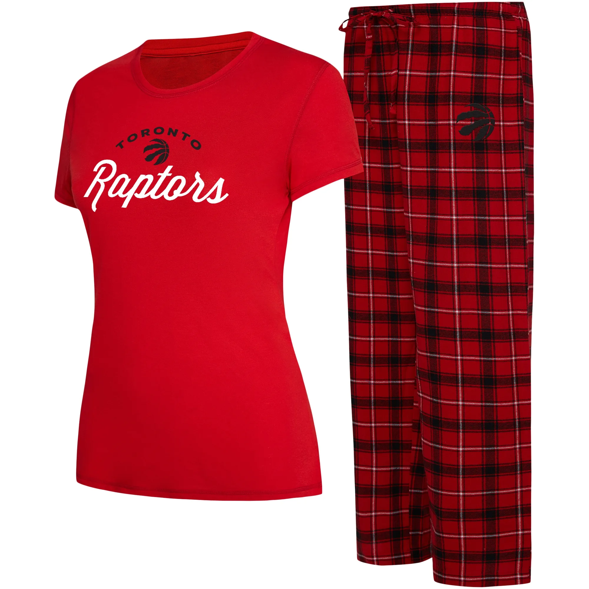 Lids Women's College Concepts Red/Black Toronto Raptors Arctic T-Shirt & Flannel Pants Sleep Set